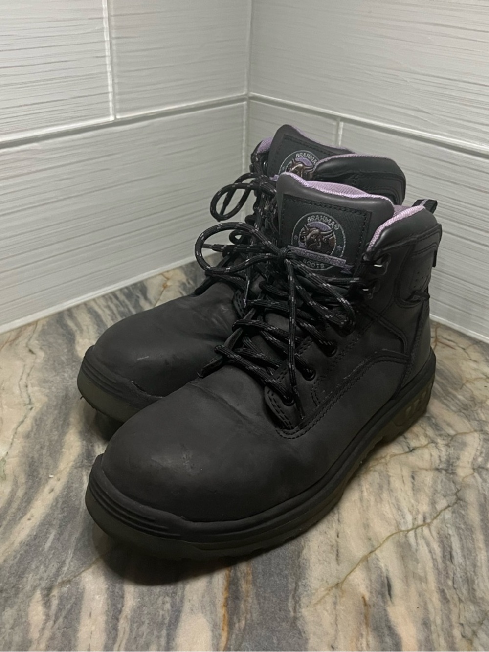 Brahma Women's Combustion 6" Steel Toe Work Boots Size 7 
Black gray purple